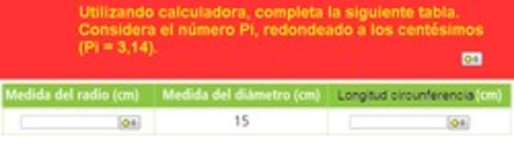 Cálculo de la medida del radio y de la longitud de una circunferencia a partir de la medida del diámetro