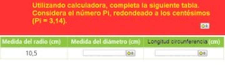 Cálculo de la medida del diámetro y perímetro de una circunferencia a partir de la medida del radio