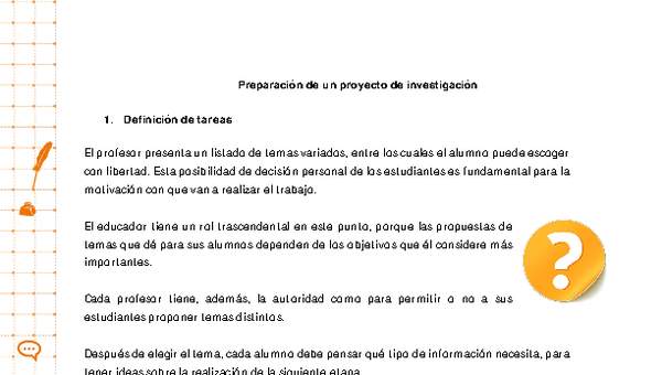 Preguntas esenciales para la preparación de un proyecto de investigación