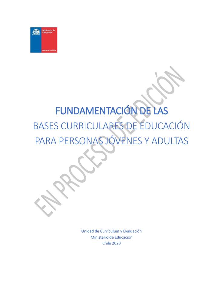 Fundamentos de las Bases Curriculares para Personas Jóvenes y Adultas (EPJA)