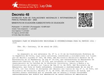 DECRETO 48-2021 (establece Plan de Evaluaciones)