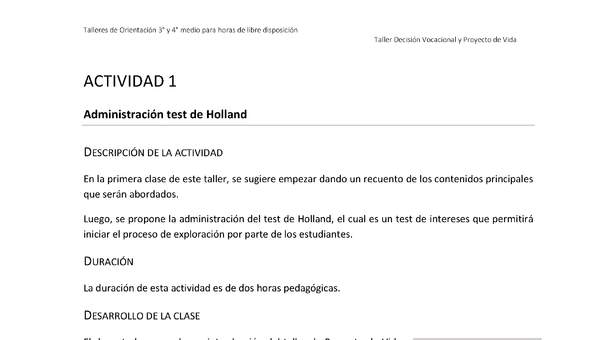 Actividad sugerida - Parte 1 - Actividad 1 - Administración test de Holland