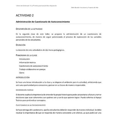 Actividad sugerida - Parte 1 - Actividad 2 - Administración de Cuestionario de Autoconocimiento