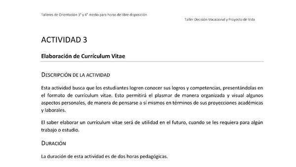 Actividad sugerida - Parte 1 - Actividad 3 - Elaboración de Currículum Vitae