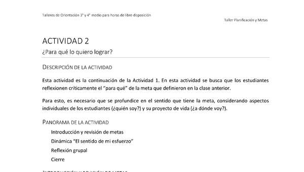 Actividad sugerida - Parte 1 - Actividad 2 - ¿Para qué lo quiero lograr?