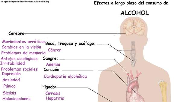 Imagen con información sobre los efectos a largo plazo del alcohol