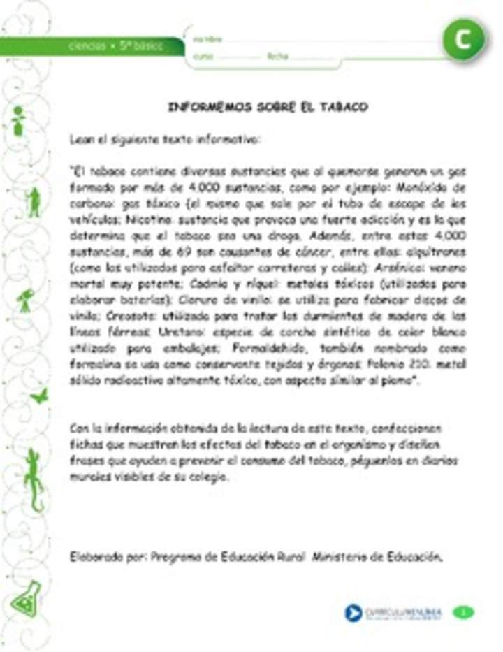 Elaboración de un afiche sobre el tabaco y la salud