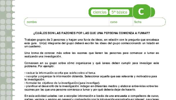 Elaboración de una encuesta sobre las razones que las personas tienen para fumar