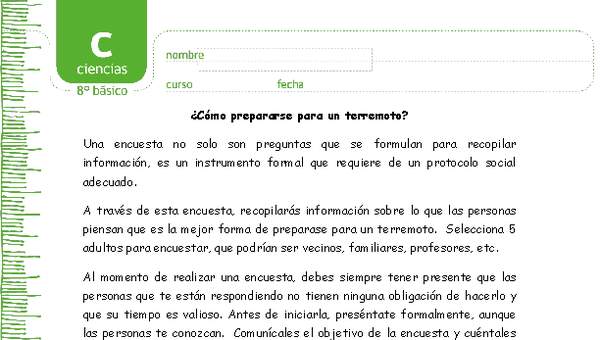 Encuesta sobre actitudes en un terremoto