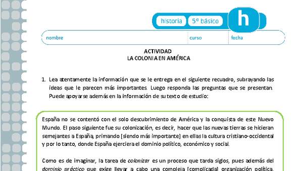 La colonia en América