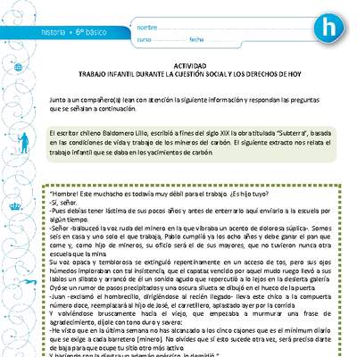 Trabajo infantil durante la cuestión social y los derechos de hoy