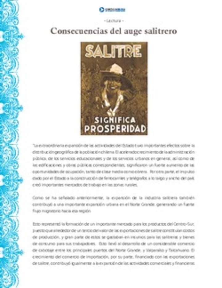Consecuencias del auge salitrero