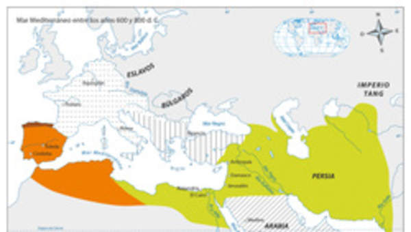 Mar Mediterráneo entre los año 600 y 800 d.C