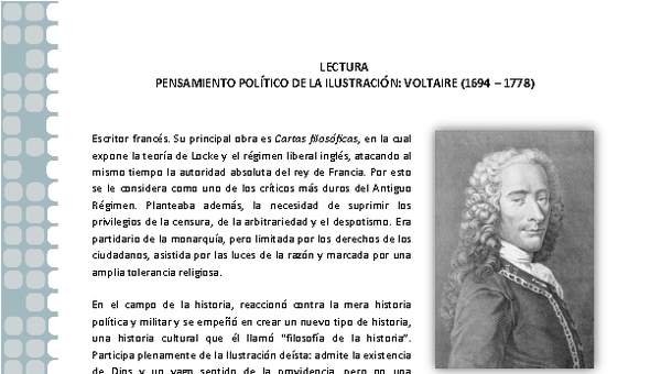 Pensamiento político de la Ilustración: Voltaire