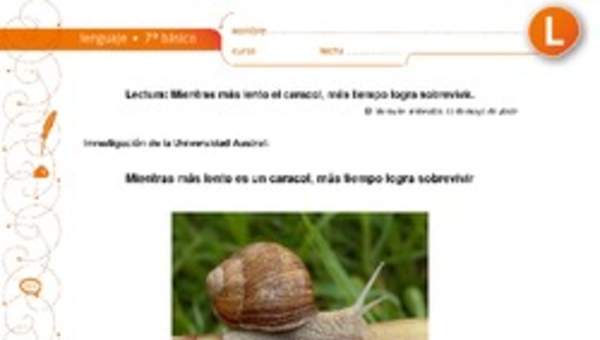 Mientras más lento es el caracol, más tiempo logra sobrevivir