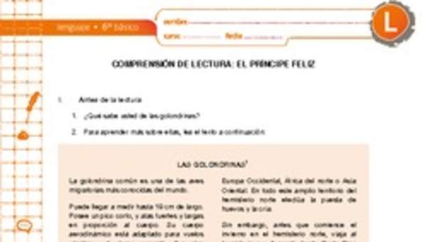 Comprensión de lectura: El príncipe feliz