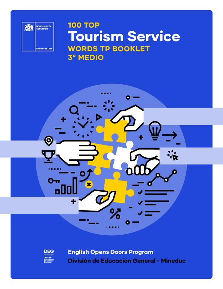 100 Top. Tourism Service. Words TP booklet 3° medio