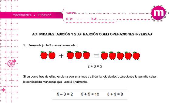 Adición y sustracción como operaciones inversas