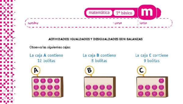 Igualdades y desigualdades con balanzas