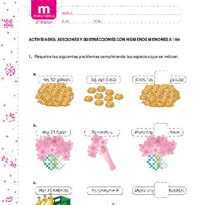 Adiciones y sustracciones con números menores a 100 (II)