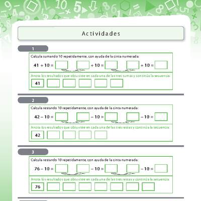 Adiciones repetidas con la cinta numerada