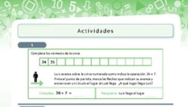 Completar secuencias numéricas y realizar adiciones con ayuda de la cinta numerada