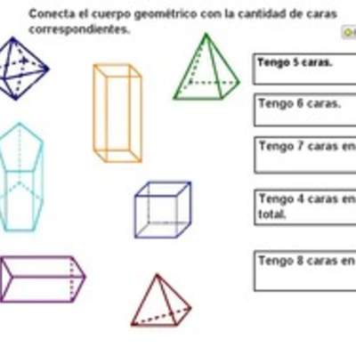 Relacionar cuerpos geométricos con número de caras