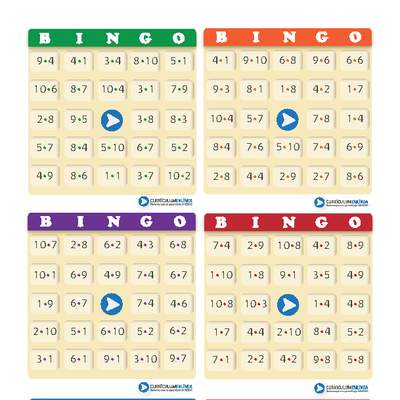 Bingo usando multiplicaciones (IV)