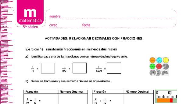 Relacionar fracciones con decimales