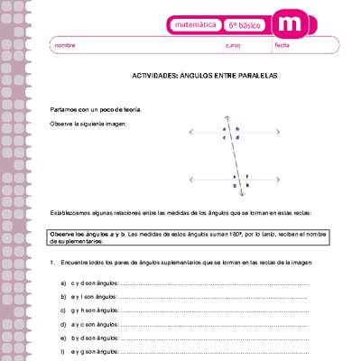 Determinar medida de ángulos entre paralelas