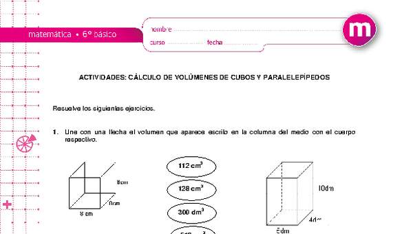 Cálculo de volúmenes de cubos y paralelepípedos