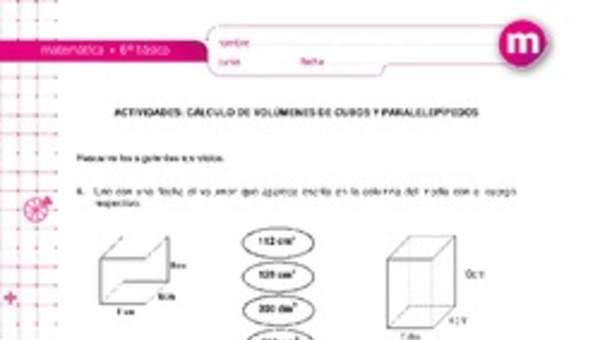 Cálculo de volúmenes de cubos y paralelepípedos