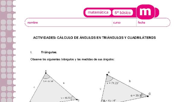 Calcular medida de ángulos en triángulos y cuadriláteros