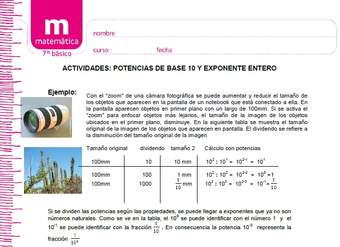 Potencias de base 10 y exponente entero