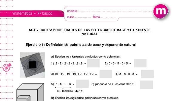 Propiedades de las potencias de base y exponente natural