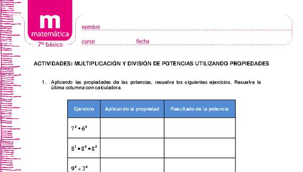 Multiplicación y división de potencias utilizando propiedades