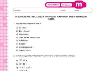 Multiplicaciones y divisiones de potencias de base 10 y exponente entero