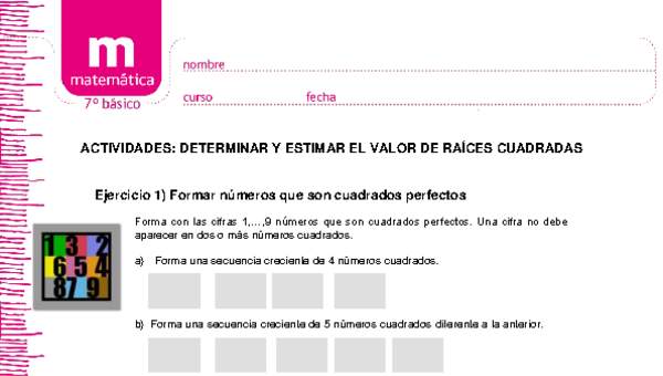 Estimar y determinar el valor de raíces cuadradas