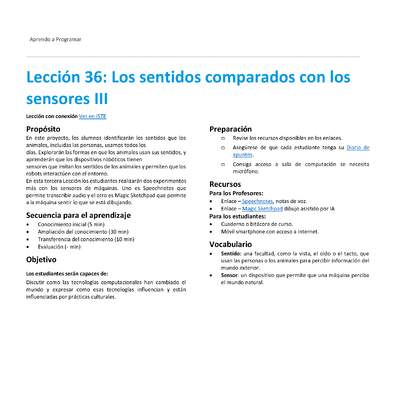 Unidad 4 - Lección 36: Los sentidos comparados con los sensores III