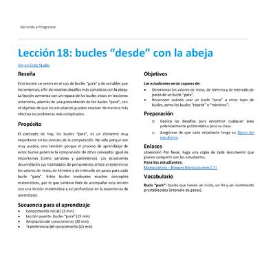 Lección18: bucles “desde” con la abeja