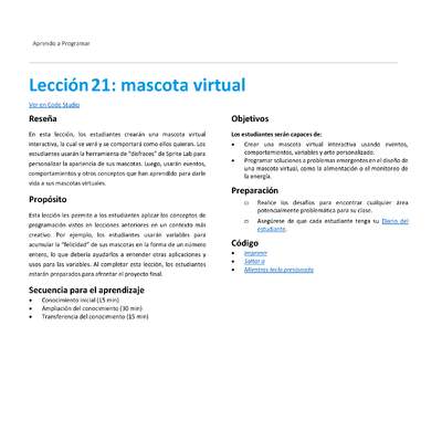 Lección21: mascota virtual