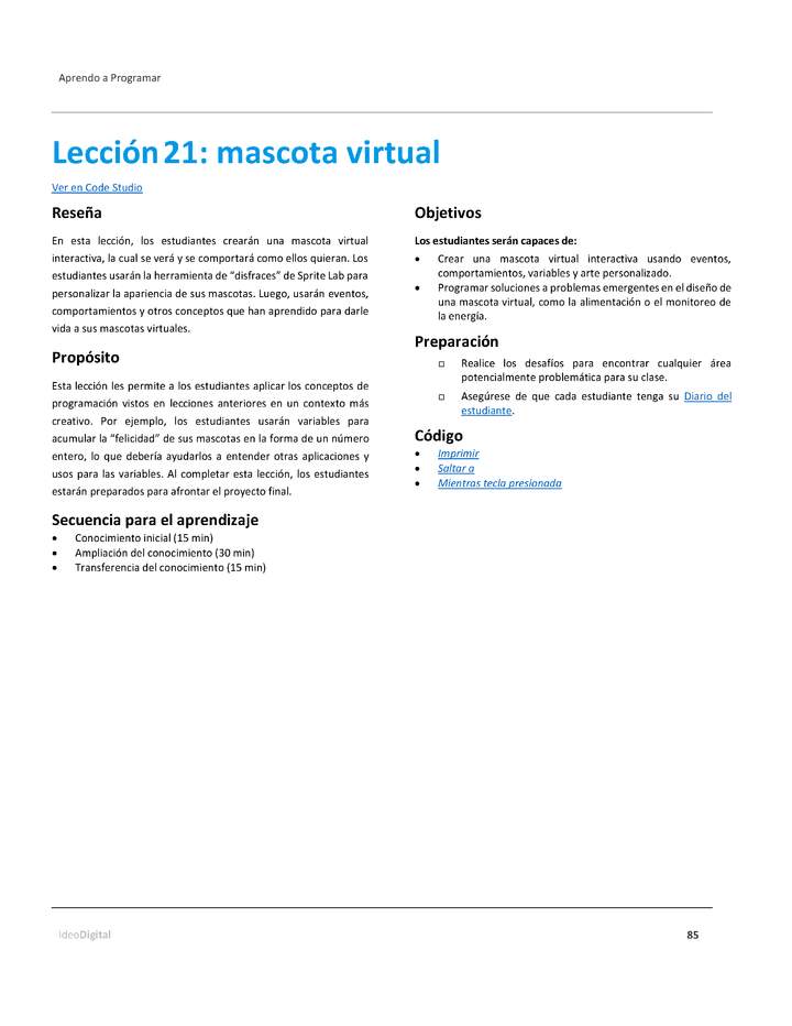 Lección21: mascota virtual