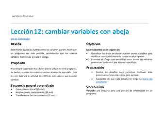 Lección 12: cambiar variables con abeja