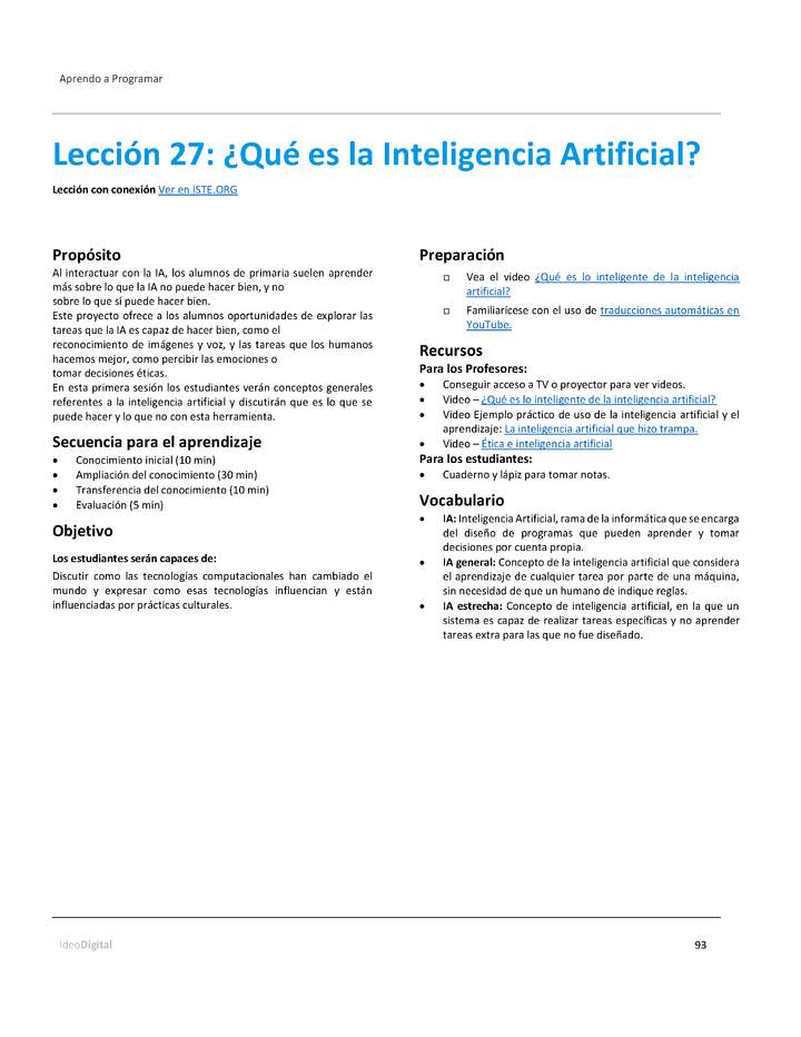 Unidad 4 - Lección 27: ¿Qué es la Inteligencia Artificial?