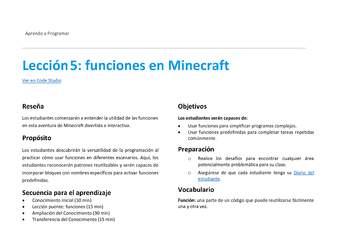 Unidad 2 - Lección5: funciones en Minecraft