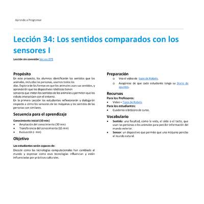 Unidad 4 - Lección 34: Los sentidos comparados con los sensores I