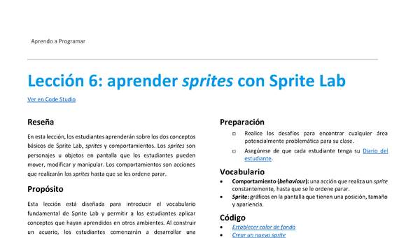 Lección 6: aprender sprites con Sprite Lab