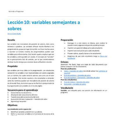 Unidad 3 - Lección10: variables semejantes a sobres