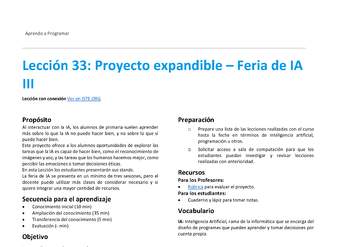 Unidad 4 - Lección 33: Proyecto expandible – Feria de IA III