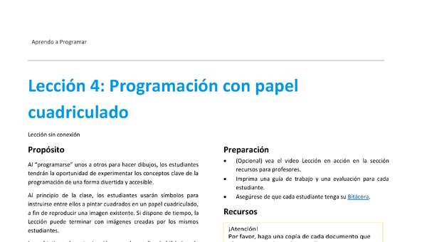 Unidad 1 - Lección 04: Programación con papel cuadriculado